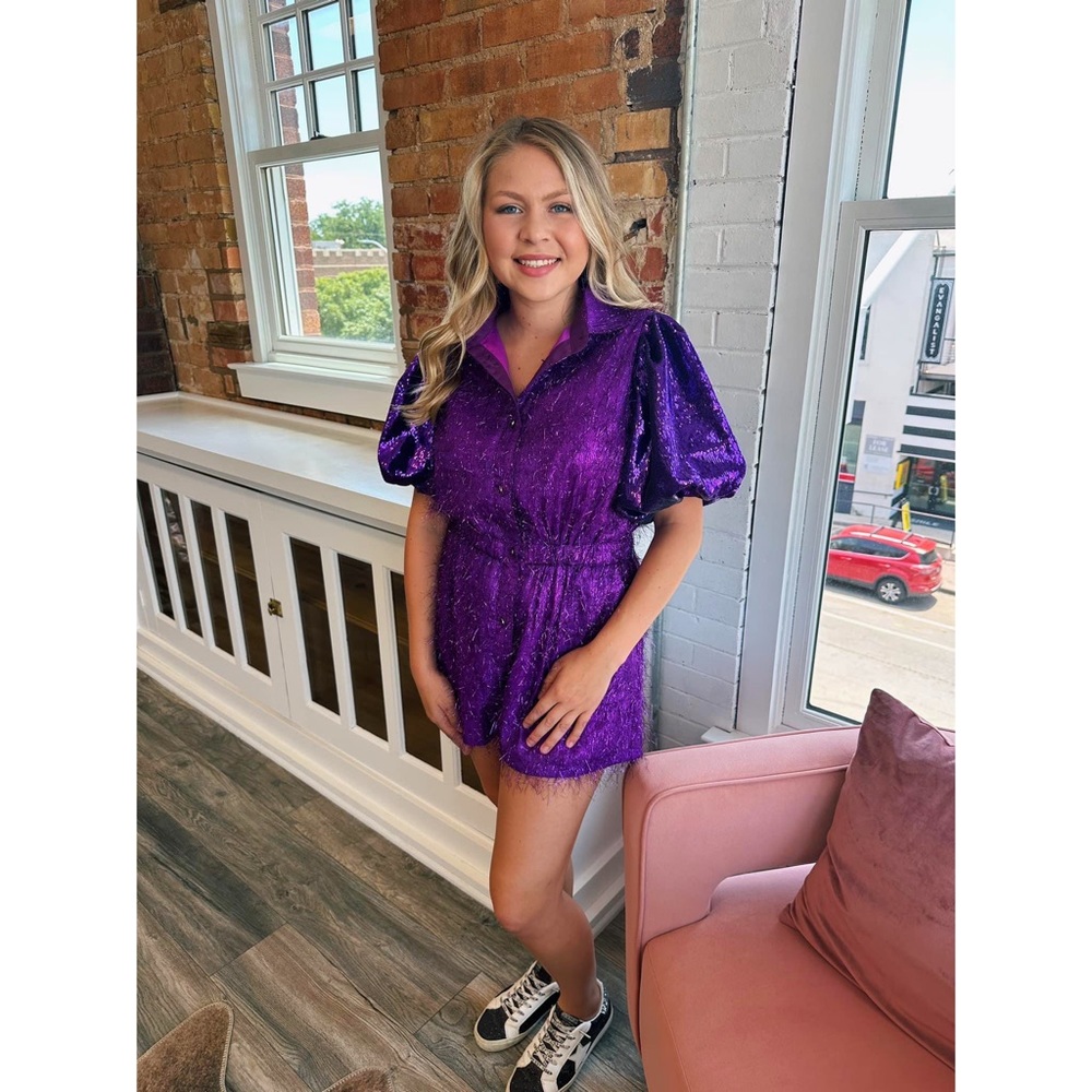 Queen of Sparkles | Purple Romper.